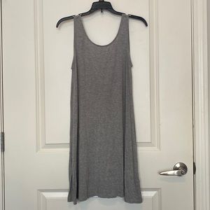 Gray A Line Tank Dress with Cut Out Back Detail